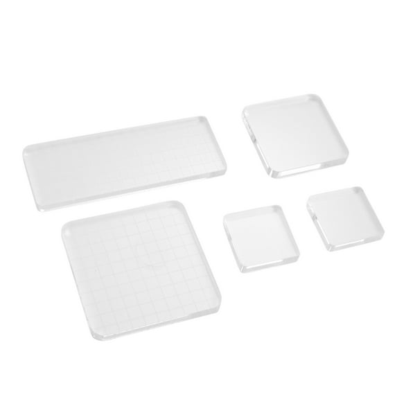 BESTOYARD 5Pcs Acrylic Block Pad Transparent Stamp Blocks with Grid for Precise Craft Stamping
