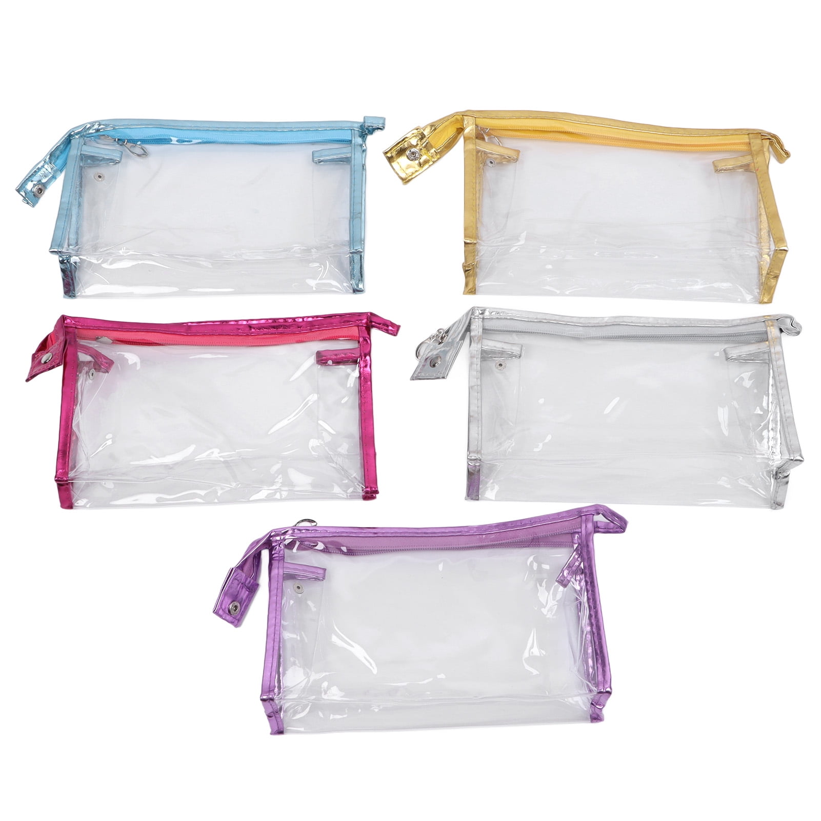 5 Pcs Clear Waterproof Cosmetic Bag with Zipper, PVC Transparent Plastic Makeup Organizing Bags Travel Toiletry Pouch for Bathroom, Vacation and Organizing