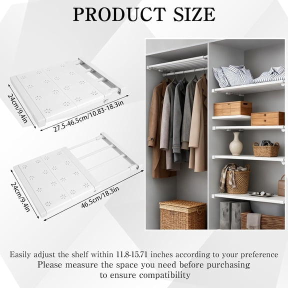 5 Pcs Closet Tension Shelf Rod Expandable Adjustable 10.83-18.3 inch Storage Organizer for Wardrobe Cabinet Kitchen
