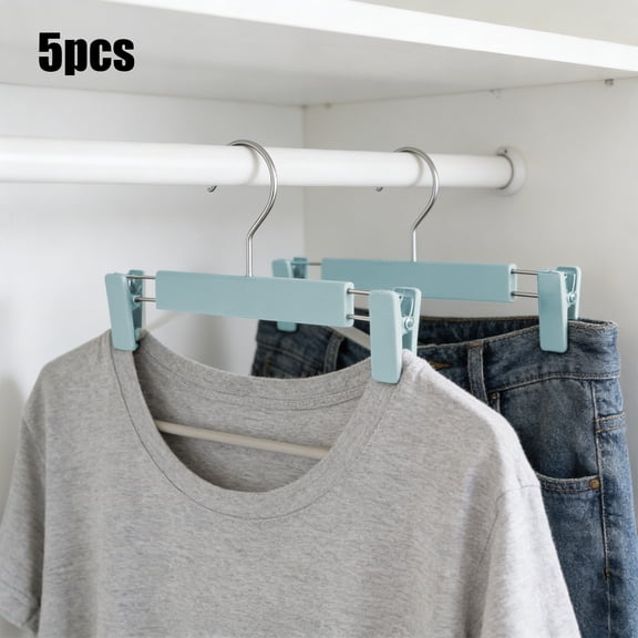 5 Pcs Clothes Pants Hangers, Space-Saving Skirt Holders with Swivel Hooks, Adjustable Clips, Trouser Hangers, Clothes Coat Garment Jeans Hangers
