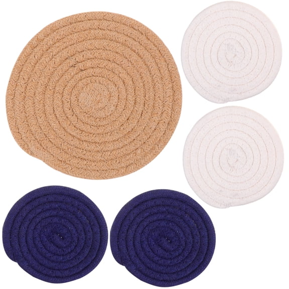 5 Pcs Coasters Placemats Pot -resistant Woven Cutlery Round Decor Non-slip Cotton Rope Anti-skid Table