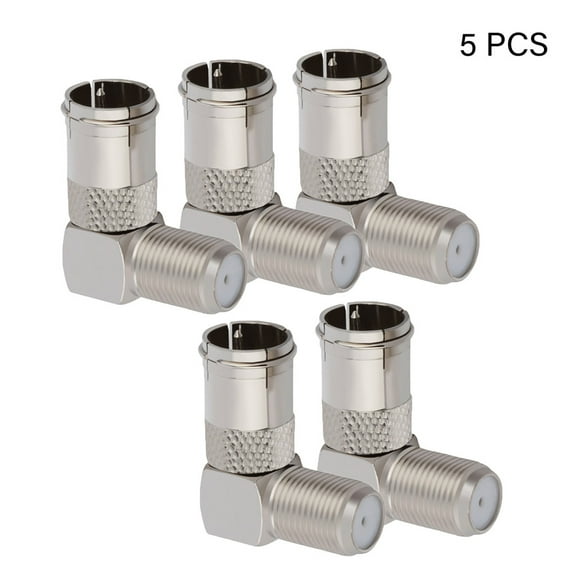 5 Pcs Coax Connector F Type 90 Degree Coaxial Male to Female Cable Connector for Wall Plates, Cabinets