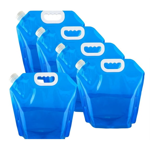 5 Pcs Collapsible Water Bottles Container Bag,1.3 Gallon No-Leak Freezable Water Storage Bag,BPA Free Food Grade Plastic Storage Water Jug for Outdoors Camping Hiking Backpack Emergency