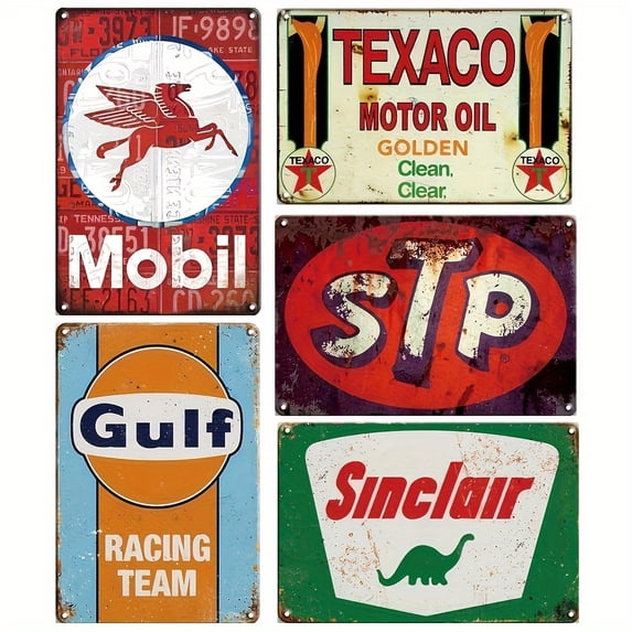 5 Pcs Combo Vintage Metal Tin Signs Retro Garage Signs For Men Wall ...