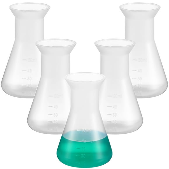 Moluckfu Conical Flasks Plastic Flask for Chemistry Class Students 5Set