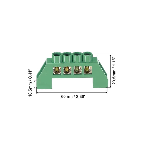 5 Pcs wire connector, brass construction, copper screw terminals, and plastic housing base.