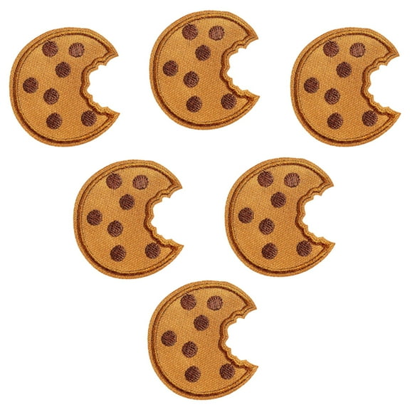 5 Pcs Cookies Embroidered Iron-On Patches, Fabric Stickers for Jeans/Hats/Bags, Washable Decorative Badges for DIY Outfits