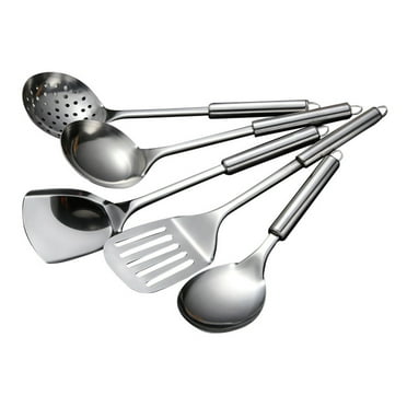 5 Pcs Cooking Utensils Set, Yoaney Stainless Kitchen Cooking Tools Utensil Set Spatula Spoon, Silver
