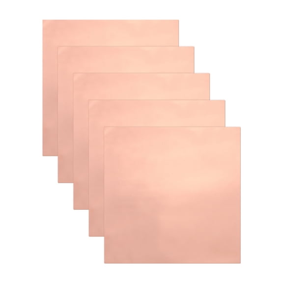 5 Pcs Copper Foil Tape Conductive Adhesive, 10"(250mm) Width x 10"(250mm) Length, 0.05mm Thickness, Slug Shielding Barrier for Slug Stained Glass Guitars Soldering Garden