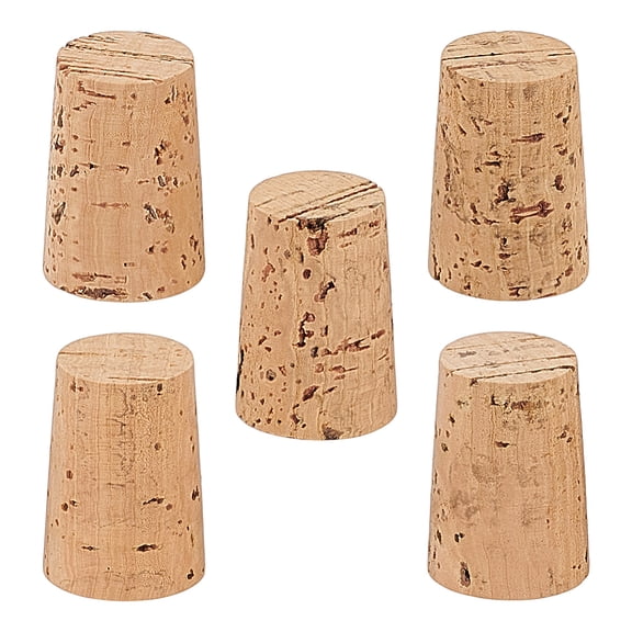 5 Pcs Cork Stopper 35mm Long Oak Tapered Bottle Cap Wine Barrel Hole Plug for Wine Glasses Bottles Crafts 0.83 & 0.98 inches Diameter