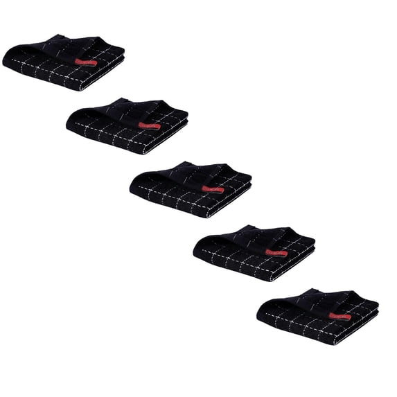 5 Pcs Cotton Terry Kitchen Dish Cloths, Ultra Soft and Absorbent Dish Towels Quick Drying Dish Rags for Kitchen, Suitable for Drying and Washing Dishes, 12x12 Inch, Black