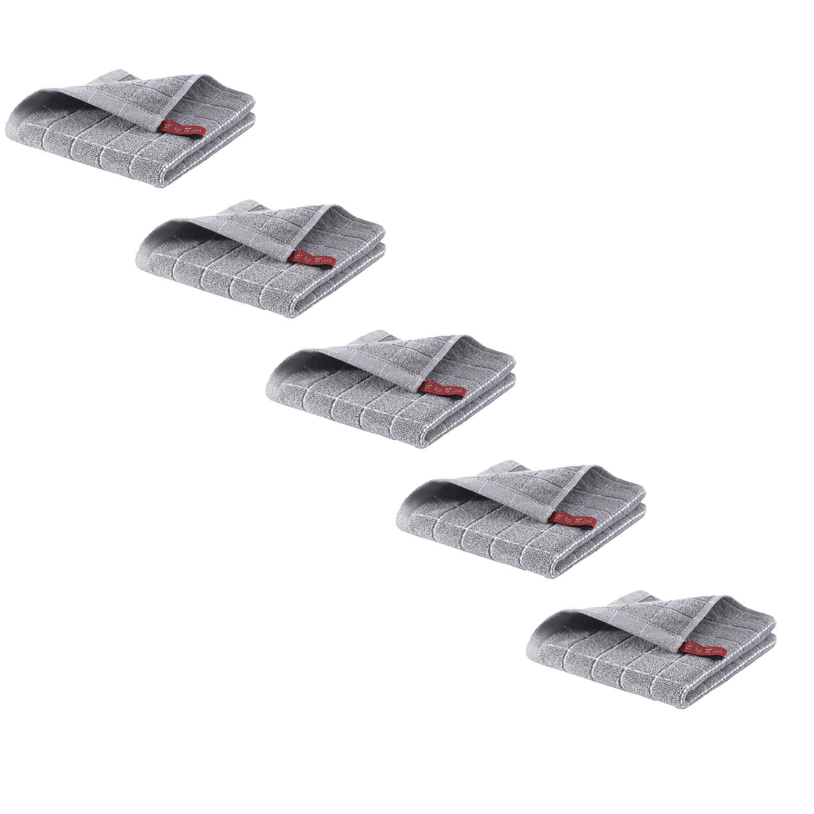 5 Pcs Cotton Terry Kitchen Dish Cloths, Ultra Soft and Absorbent Dish Towels Quick Drying Dish Rags for Kitchen, Suitable for Drying and Washing Dishes, 12x12 Inch, Gray