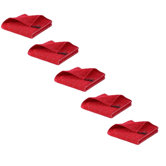 5 Pcs Cotton Terry Kitchen Dish Cloths, Ultra Soft and Absorbent Dish Towels Quick Drying Dish Rags for Kitchen, Suitable for Drying and Washing Dishes, 12x12 Inch, Red