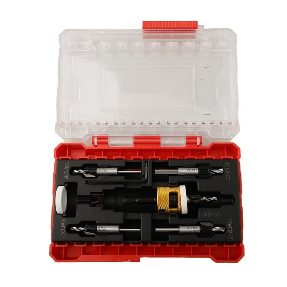 5 Pcs Countersink Drill Bit Set Replaceable With Adjustable Depth Stop Plastic Hand Tools Power Tools Accessories