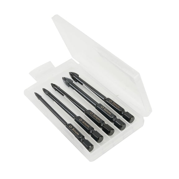 5 Pcs Cross Hex Tile Bits Glass Ceramic Concrete Hole Opener Alloy Triangle Drill Size 4/5/6/7Mm Drill Bits Glass Bit Fangkenuo