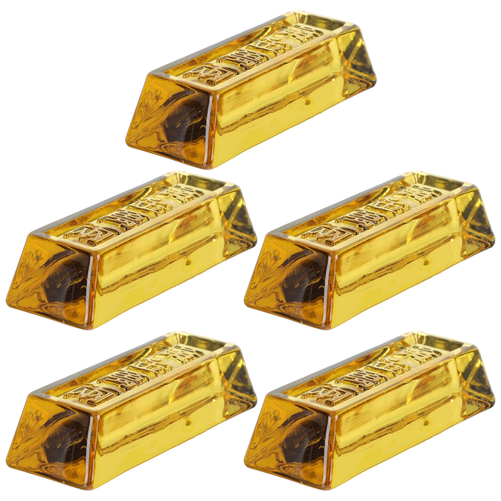 5 Pcs Crystal Gold Brick Ornaments Decor Fake Gold Bricks Crystal Brick Fake Golden Bars