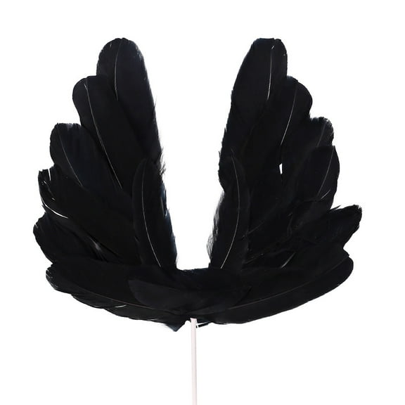 5 Pcs Cute Angel Feather Wing Flag Cake Toppers For Anniversary Baby Shower Decoration Wedding Party Supplies (Black)