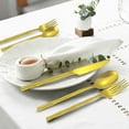 thumbnail image 1 of 5 Pcs Cutlery Set, Solid Round Handle Fork and Spoon, Hotel High-grade Innovation Cutlery, Dinnerware Sets, Lightweight and Durables(Gold), 1 of 6