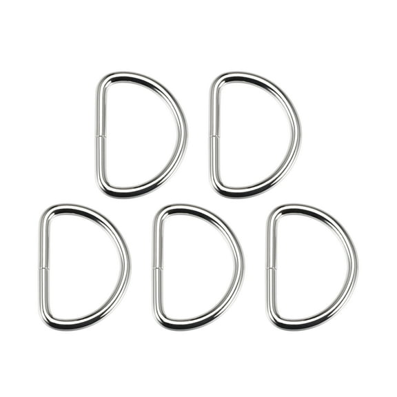 5 Pcs D Ring Buckle 1.6 Inch Metal Semi-Circular D-Ring Silver Tone for Hardware Bags Belts Craft DIY Accessories