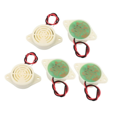 5 Pcs DC 3-24V 12V 2-Wired Intermittent Active Electronic Buzzer Alarm Gary White