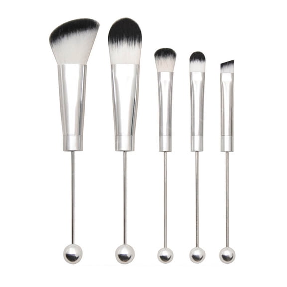 5Pcs DIY Beaded Cosmetic Brush with Metal Handle Durable Eye Makeup Brushes for Makeup Artists and Beginners Easy to Use