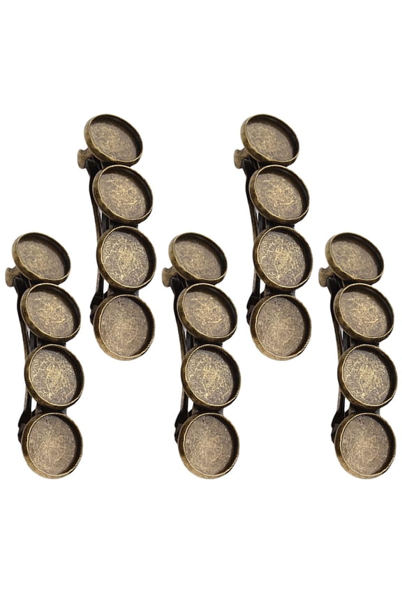 5 Pcs DIY Round Base Plate Hair Clips Hair Elegant Barrette Women Headdress Accessories for 12mm Setting (Patina)