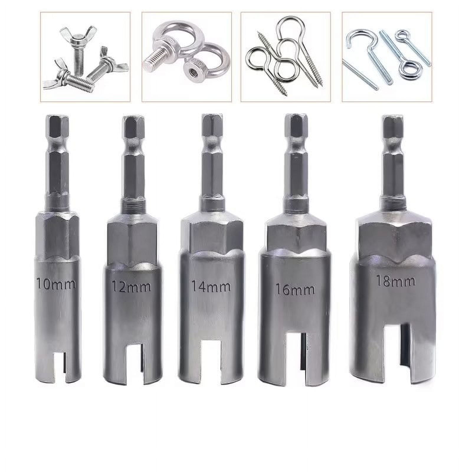 5 Pcs Deep Power Wing Nut Wrench Set, Notched Wing Nut Drill Bit, Panel