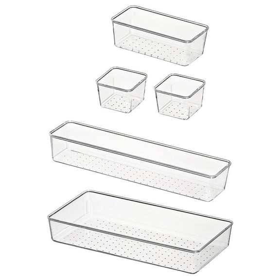 5 Pcs Desk Organizer Plastic Organizer Box Drawer Divider 30.5x7.5cm