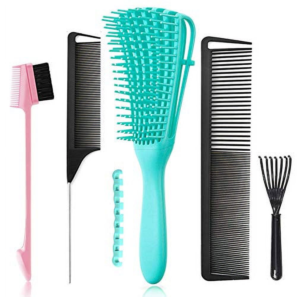 5 Pcs Detangling Hair Brush Set, Ez Detangler Brush With Edge Brush