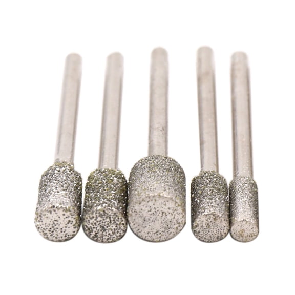 5 Pcs Diamond Grinding Bit 60 Grit Burring Abrasive Bits 3/4/5/6/8Mm For Metal Jade Polishing Rotary Tools Grinder Accessories