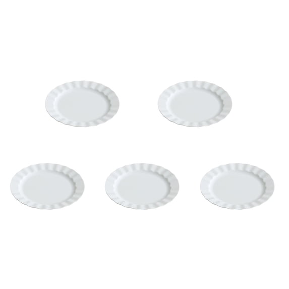 5 Pcs Dinner Plates,Scalloped Round Portable Easy Clean Serving Plates for Kitchen Dining Table Home Party