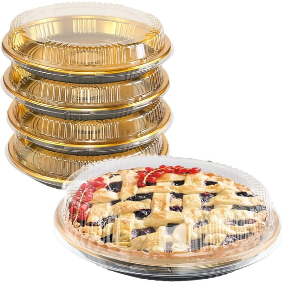 5 Pcs Disposable Pie Carrier with Clear Lid Round Cake Cupcake Container for Pies Cake Slice Candy Pizza Salads Meal Prep (11 Inch)
