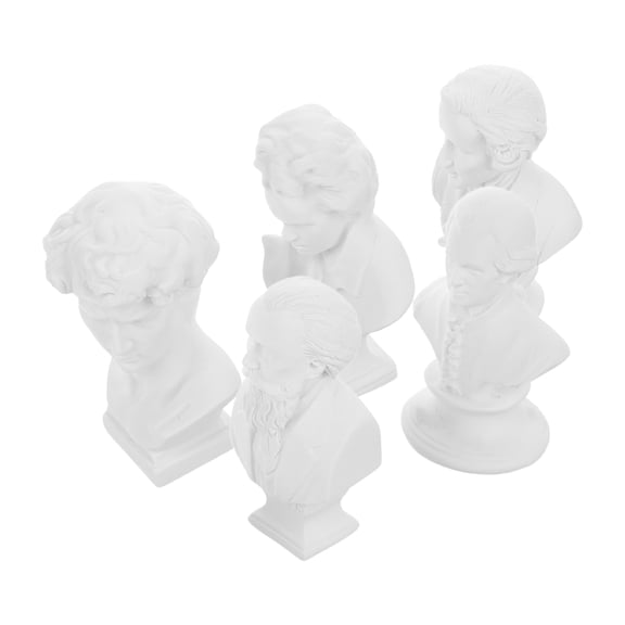OUNONA Sculptures Home Decor Mini Resin Bust Statues White 5Pcs For Art Collection