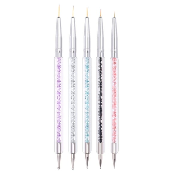 5 Pcs Double Ended Nail Design Brushes - Tools for Gel Manicure Pen Interior Brush Nail Polish Application and Detailing