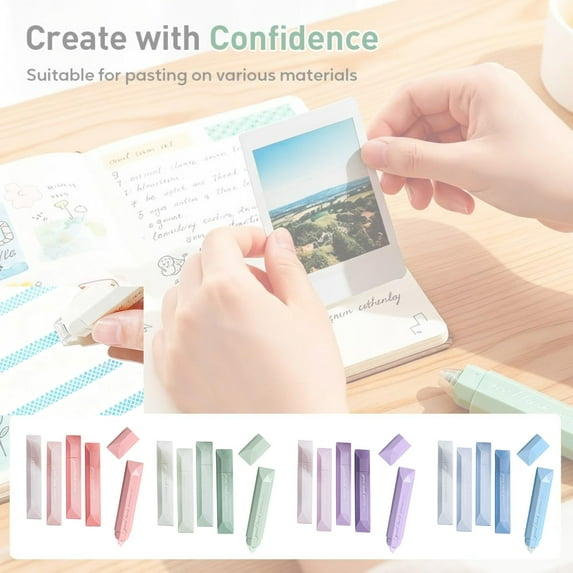 5 Pcs Double Sided Tape Pen Double Sided Tape Roller Scrapbook Glue Tape Solid Plastic Tapes Pens for Crafting Cards Journaling Supplies Green 5.5 In