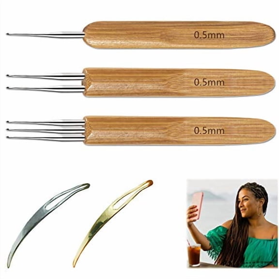 5 Pcs Dreadlocks Tool Set Includes 3 Pcs Dreadlocks Crochet 1 Hook 2 Hooks 3 Hooks Hair Weaving Needle Crochet,2 Pcs Hair Tools Interlocking Needle Accessories for Braid Craft
