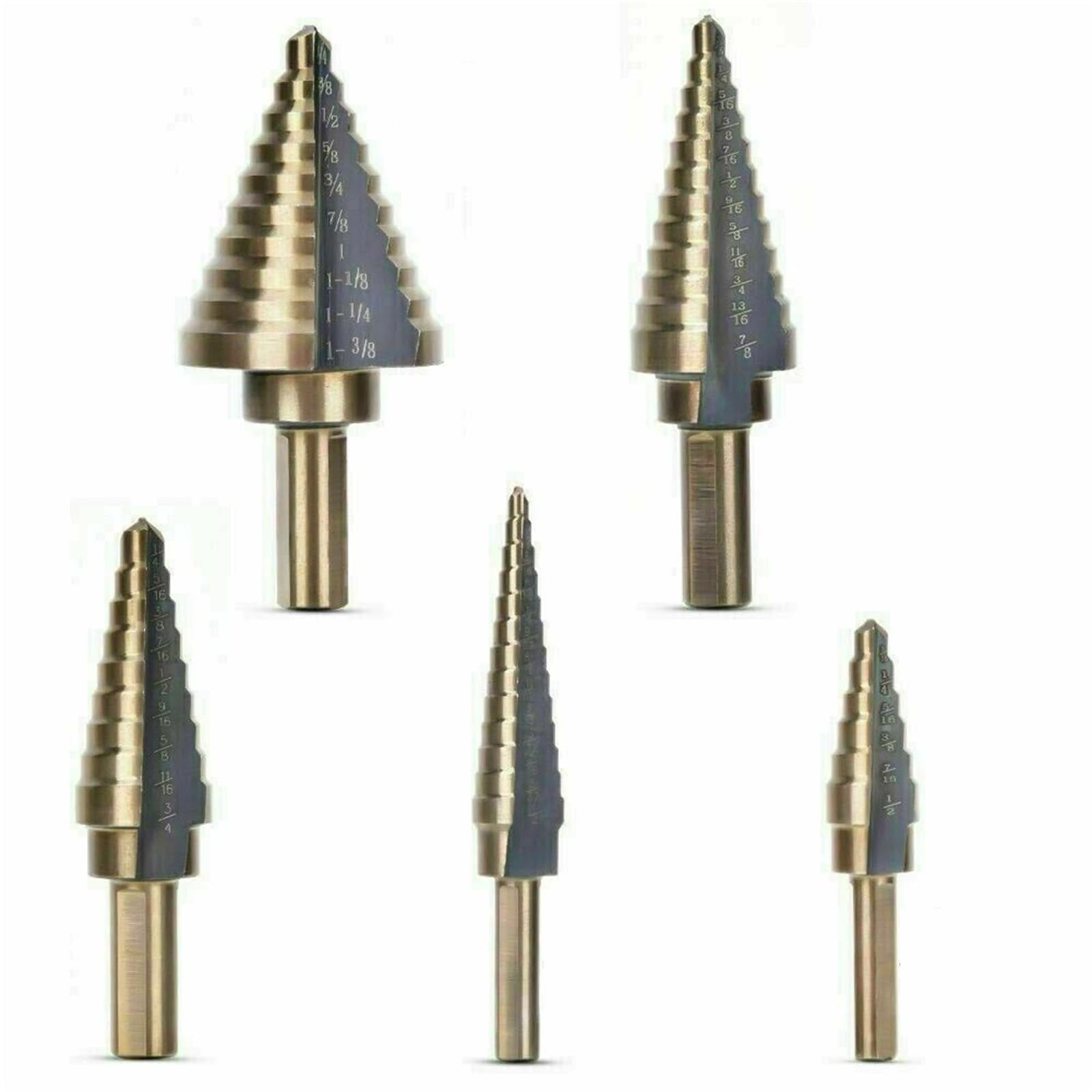 5 Pcs Drill Bits Sets Drill Bit Set For Metal 50 Sizes High Speed Steel Multiple Hole Stepped Up Bits For Steel Brass Wood Plastic DIY Lovers