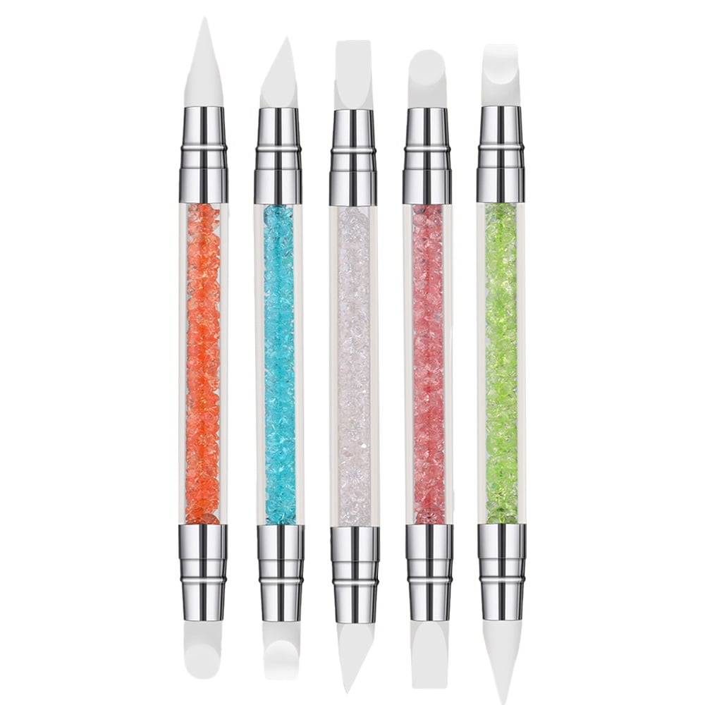 5 Pcs Dual Tipped Silicone Nail Tools Nail Art Sculpture Pen,Silicone Head Nail Art Brushes2509