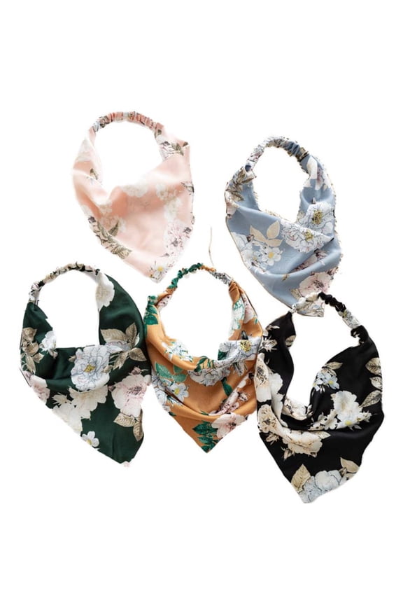 5 Pcs Elastic Hairband with Floral Pattern for Women,Polka Dot Scarf Suitable for Parties 5 styles