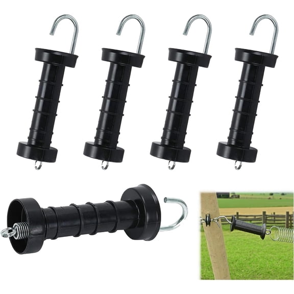 5 Pcs Electric Fence Handles, Electric Fence Gate Handles, Insulated Spring Tension Gate Handle with Heavy Duty Grip Bar for Ranch and Farm Fencing Accessories