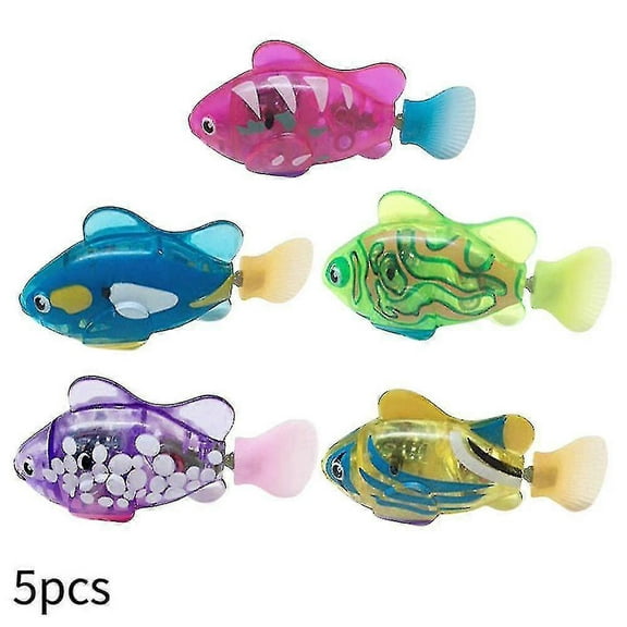 5 Pcs Electronic Fish Baby Summer Bath Toy Pet Cat Toys Swimming Robot Fish With Led Light Water Swim Pool Bathtub Toys - MXBC