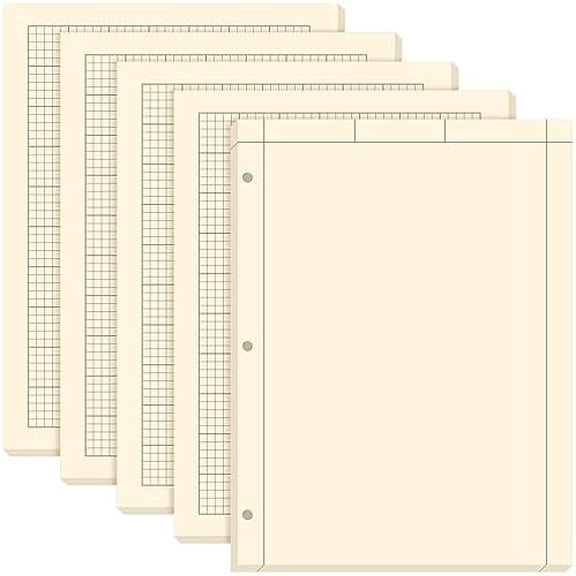 5 Pcs Engineering Paper Notebook Engineering Computation Pad 8.5 x 11 Inches Engineer Graph Paper Notepad, 5 Squares Per Inch 3 Hole Punched Computation Pad, 100 Sheets/pack (Yellow)