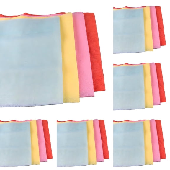 5 Pcs Exfoliating Washcloth Body Scrubber Back Scrubber for Shower Japanese Beauty Washcloth Bath Wash Cloth Korean Exfoliation Luffah Towel Net Sponge Loofah Body Scrub, 11.8x35.4 Inch, Multicolor