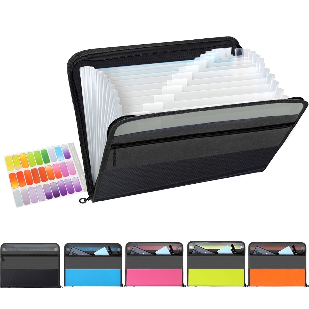 5 Pcs Expanding File Folder 13 Pockets, TRANBO Letter/A4 Size Plastic Portable Document Organizer(5 Pcs Set)