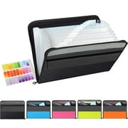 5 Pcs Expanding File Folder 13 Pockets, TRANBO Letter/A4 Size Plastic Portable Document Organizer(5 Pcs Set)