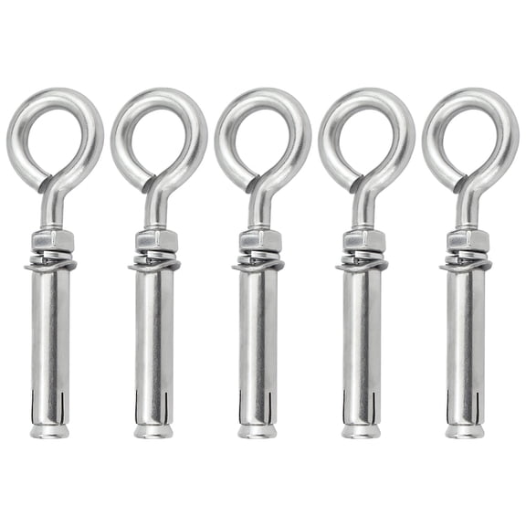 5 Pcs Expansion Concrete Wall Anchors, 5/16" X 4-3/16", M8 Stainless Steel Expansion Hooks, Heavy Duty Shoulder Lag Eyebolts, Expansion Screws for Concrete and Stone Walls