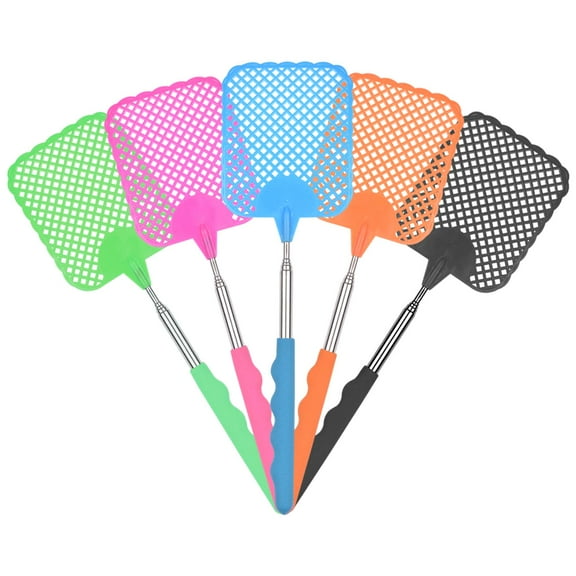 5 Pcs Extendable Fly Swatter Heavy Duty, Manual Control with Stainless Steel Adjustable Handle