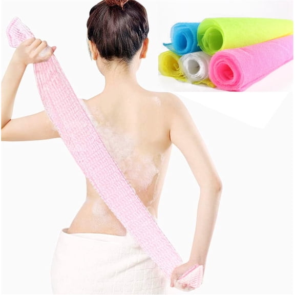 5 Pcs Extended Length Nylon Bath Wash Towel,Back Exfoliating Washcloth,Stretchable Pull Strap Towel,Fast Drying Washcloth for Body (Muti-color)