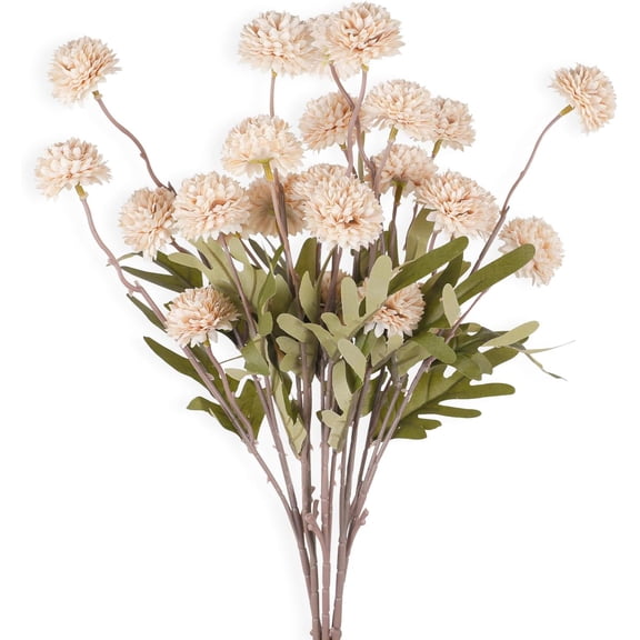 5 Pcs Fall Artificial Pompon Mum Flowers, Faux Mini Chrysanth Balls Bulk Fake Chrysanthemum Flowers for Wedding DIY Bouquet Arrangement Centerpieces Decoration