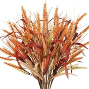5 Pcs Fall Leaves Stems 22.4" Artificial Wheat Stalks Autumn Leaves Branche for Floral Arrangement Home Table Centerpieces Vase Decor